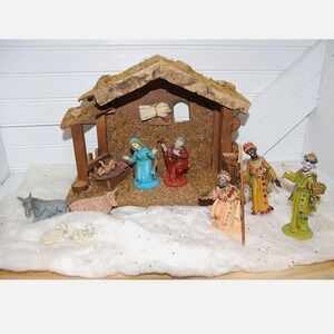 Vintage Italian Nativity‎ set Christmas Manger and Figurines Holiday Decor